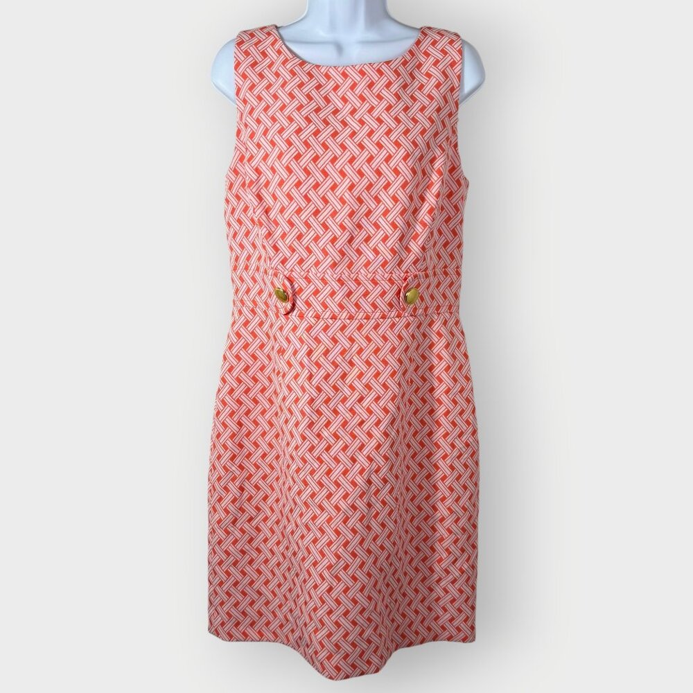 Tahari Womens Shift Dress | 10 | Coral Basketweave | Spring Easter Career Mod